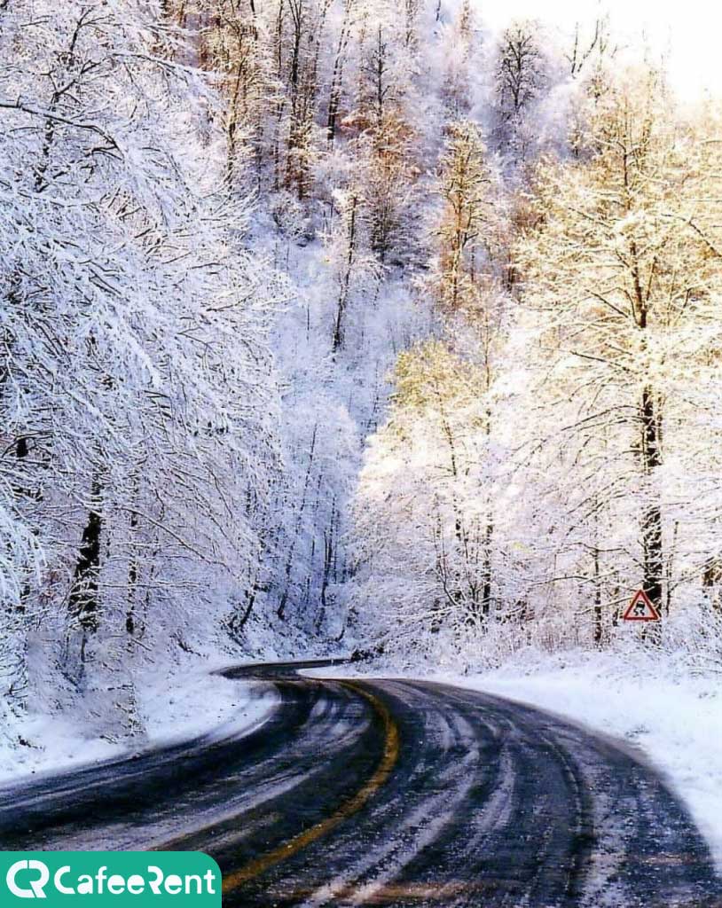 جاده اسالم به خلخال در زمستان